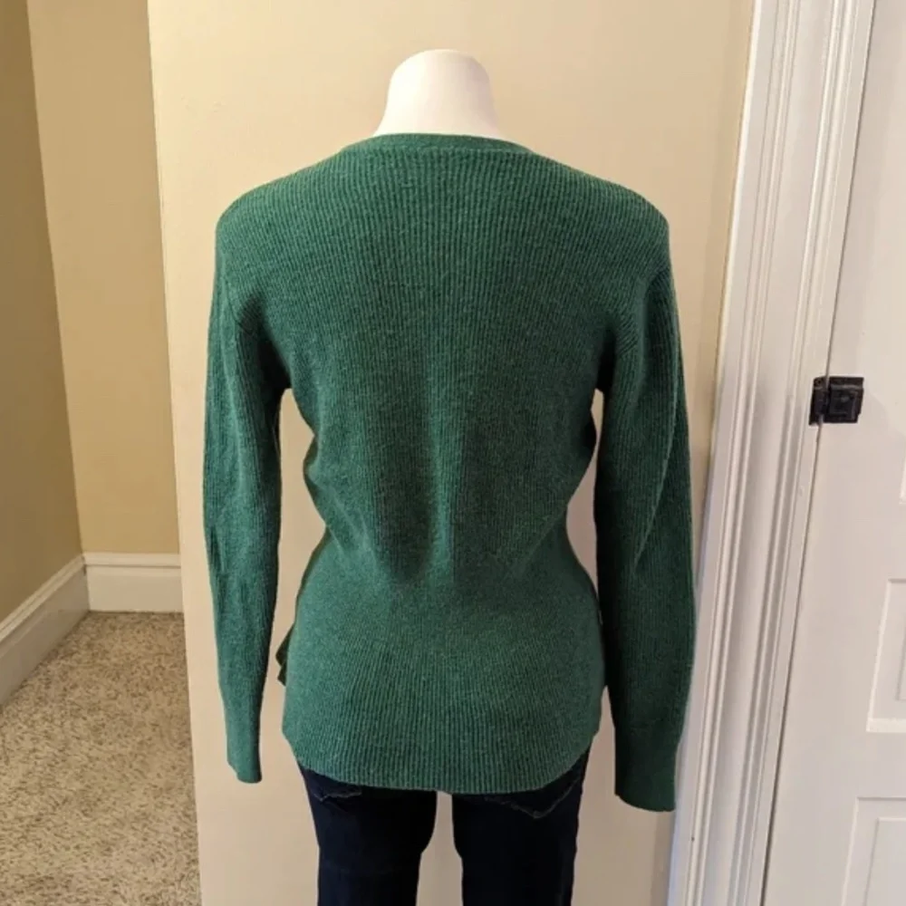 Emerald Green Peplum Button Down V-Neck Cardigan size M - Picture 12 of 13
